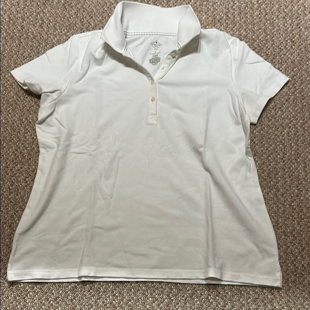 St. John's Bay White Fitted Short Sleeve Polo Shirt